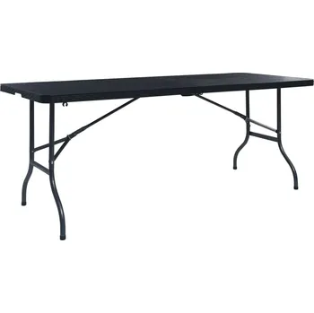 Zahradní stůl Skládací zahradní stůl černý 180x75x72 cm HDPE imatace ratan - 8719883800790