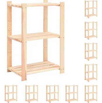 Dílenský regál Regály 3 police 10 ks 60 x 38 x 90 cm masivní borovice 150 kg - 8719883854793