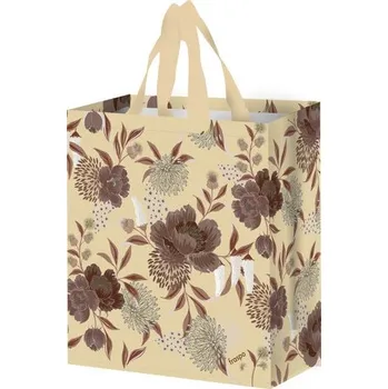 Taška lamino 14l květy krémová