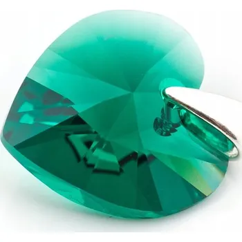 Přívěsek Přívěsek 925 s krystaly Swarovski Srdce 14 mm Emerald