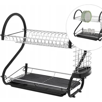 Odkapávač na nádobí Odkapávač na nádobí dvoupatrový Camelia černý