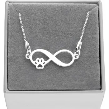 Náhrdelník Stříbrný náhrdelník nekonečno s tlapkou psa/kočky KRABIČKA STŘÍBRO 925