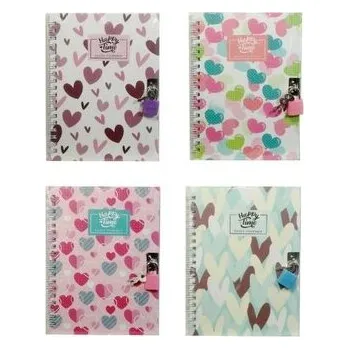 Set školních potřeb Pamiętnik z kłódką w serca MIX