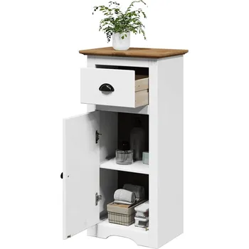 Koupelnový nábytek Koupelnová skříňka "BODO" bílý a hnědá 44x30x90 cm - 8721158392640