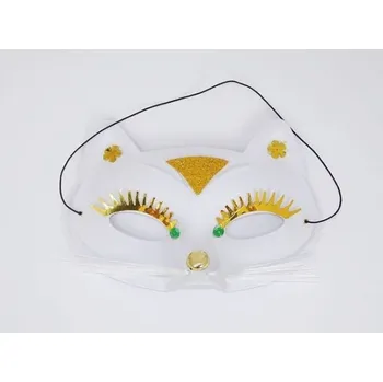 Karnevalová maska Maska Škraboška kočka bílá 17cm /9132/