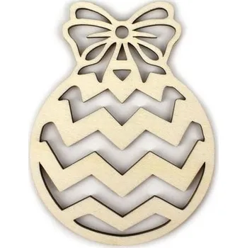 Vánoční dekorace Dřevěný výřez baňka vlnovka, 7cm
