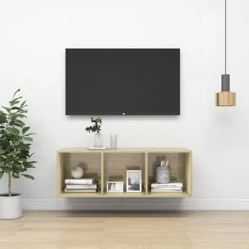 Televizní stolek Nástěnná TV skříňka dub sonoma 37 x 37 x 107 cm dřevotříska - 8720286353912