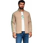 Pánská mikina na zip s lampasy, hnědá, se stojáčkem V1 OM-SSZP-0224 S