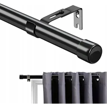 Garnýž Jednoduchá kovová Garnýž na záclony, černá barva 76-2 38 Cm