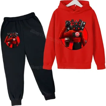 Roblox Pohodlná dětská tepláková souprava s motivem Skibidi Toilet (SKLAD) Barva: CSR75X (červená mikina), Velikost: 130 (7-8 let)