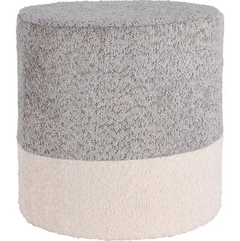 Obývací pokoj Home Styling Collection, Kulatý čalouněný puf ve dvou barvách boucle, 34 × 35 cm, šedý