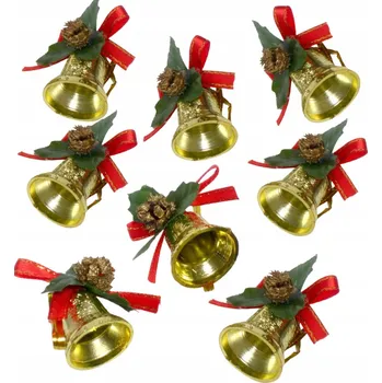 Vánoce Vánoční zvonečky se stuhou na stromeček 8 kusů Vánoce BNAR-146