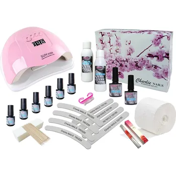 Startovací sada na gel lak nehty Charlie LED 120W růžová