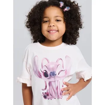 Dívčí oblečení Sinsay - Bavlněná košilka s potiskem Lilo & Stitch - krémová - 068IL-01X - 068IL-01X-104