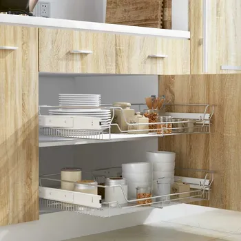 Odkapávač na nádobí Vysouvací drátěné košíky 2 ks stříbrné 800 mm - 8718475973614