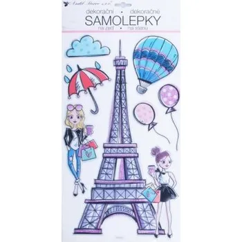 Vánoce Samolepící dekorace 15119 plastická s glitry 47 x 24 cm - Eiffelova věž