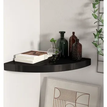 police Plovoucí rohová police černá 35 x 35 x 3,8 cm MDF - 8720286075500