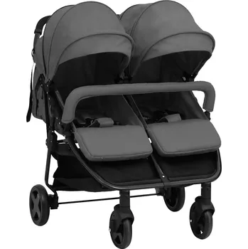 Kočárek Dvojitý kočárek tmavě šedé a černé ocel - 8720286506363