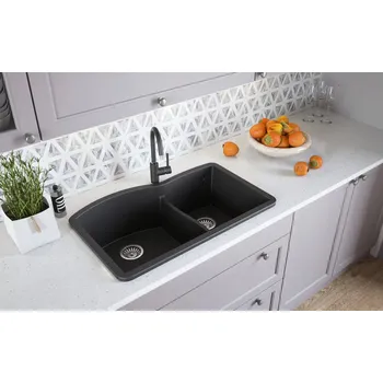 Granitový dřez Dvoukomorový granitový dřez Lavello černý