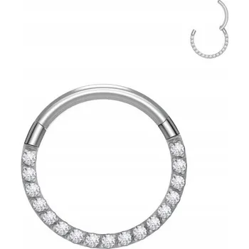 Piercing Titanový kroužek Clicker PIERCING Zirkony Septum HELIX Lobe 1,2/8