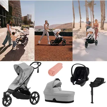 Kočárek CYBEX Avi Spin Kočárek trojkombinace Fog Grey/Pink