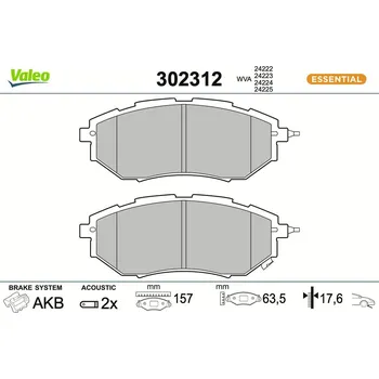 Brzdová destička Sada brzdových destiček, kotoučová brzda VALEO 302312