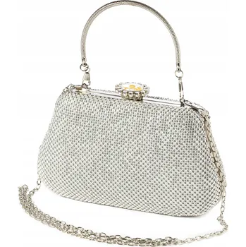 Kabelka Stříbrná vizitková kabelka krabička křišťály elegantní psaníčko na svatební hostina