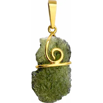 Přívěsek Vltavín Moldavite Zlatý přívěs s neopracovaným vltavínem P25 0081