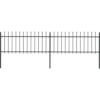 Plot Zahradní plot s kopím nahoře ocelový 359 x 80 cm černý - 8719883710242