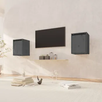 Organizace kuchyně Nástěnné skříňky 2 ks šedé 30 x 30 x 40 cm masivní borové dřevo - 8720286840726