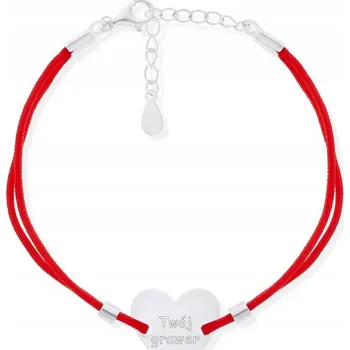 Náramek Náramek na červené šňůrce Srdce + Gravírování Stříbro 925