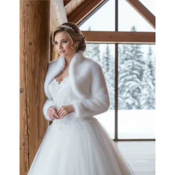 Dámský kožich Svatební bolerko na zimu bílé BF-61 Vybraná velikost: 6XL