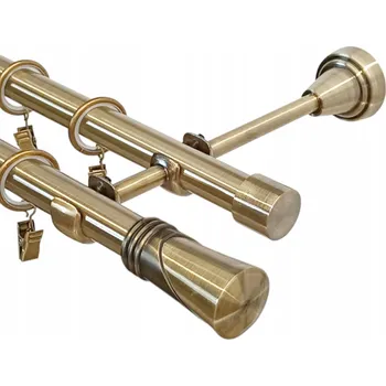 Garnýž GARNÝŽ KOVOVÉ DVOJITÉ S MIXEM KONCOVEK ZLATÁ ANTIK 200 cm galvanizované