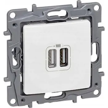 Elektrická zásuvka Elektrická zásuvka Legrand Niloe 2x USB 2.4A bílá bez uzemnění