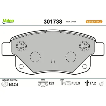 Brzdová destička Sada brzdových destiček, kotoučová brzda VALEO 301738