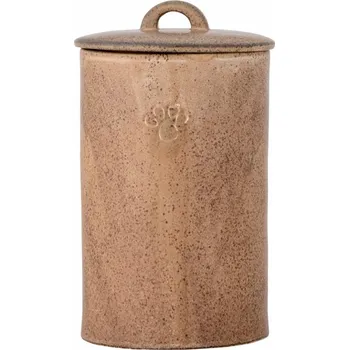 Dóza na potraviny Bloomingville Buddy hnědá kameninová dóza na pamlsky s víkem