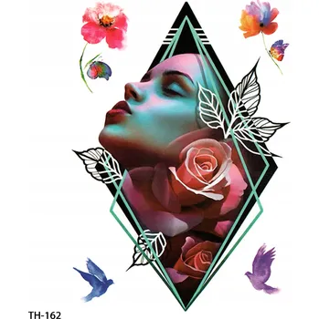 Odstranitelné tetování Dočasné tetování TATTOO 3D vzory ŽENA PTÁCI KVĚTINY MOTÝLI RŮŽE