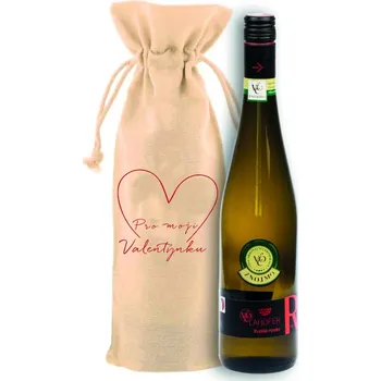 Víno Plátěný pytlík s vínem - Pro moji Valentýnku - SRDCE Víno: Ryzlink rýnský 2023 - Lahofer