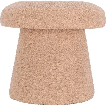 Obývací pokoj Home Styling Collection Kulatý čalouněný puf TEDDY ve tvaru houby boucle, 43 × 38 cm, béžová