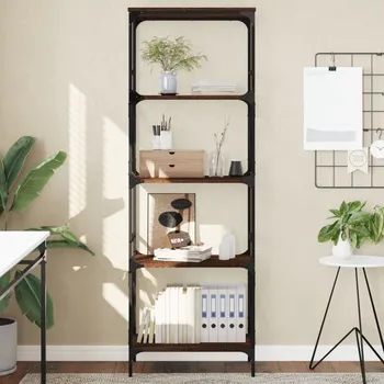 Knihovna Knihovna s 5 policemi hnědý dub 59x35x171 cm kompozitní dřevo - 8721012194083