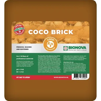 Substrát BioNova Coco Brick 10 l, dehydrovaný kokos briketa, BALENÍ 6 ks