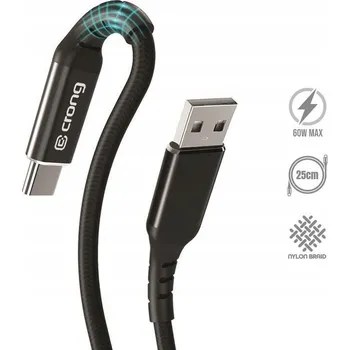 Datový kabel Kabel Crong USB - USB-C 0,25 m černý