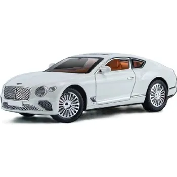 autíčko Bentley Continental GT kovový model hračka na baterie světla zvuk 1:24 Bílá