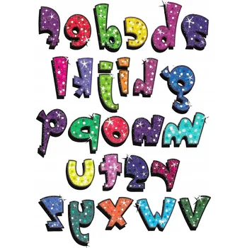 Odstranitelné tetování Tetování dočasné omyvatelné 14,5 x 10,5 abeceda barevné třpytivé