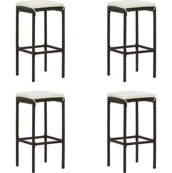 Barová židle Barové stoličky s poduškami 4 ks hnědé polyratan - 8720286146484