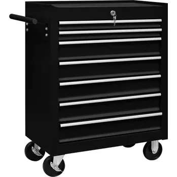 Dílenský vozík na nářadí se 7 zásuvkami černý - 8720286038543