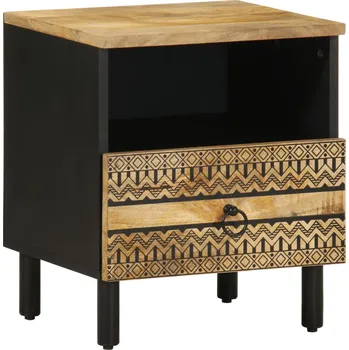 Noční stolek Noční stolek černý 40 x 33 x 46 cm masivní hrubý mangovník - 8721158496331