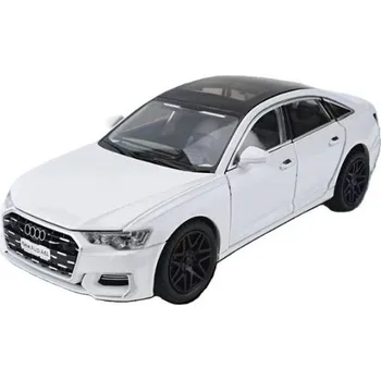 autíčko Audi A6 kovový model hračka na baterie světla zvuk 1:24 Bílá