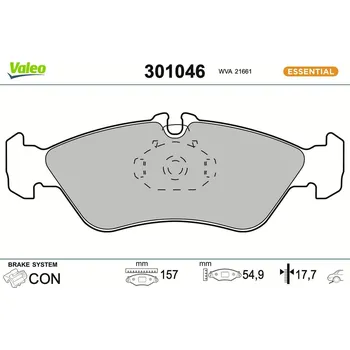 Brzdová destička Sada brzdových destiček, kotoučová brzda VALEO 301046