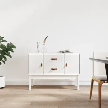 Příborník do zásuvky Příborník bílý 110 x 40 x 78 cm masivní borové dřevo - 8720845640507